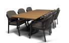 Stół jadalniany ogrodowy nogi krzyżowe antracyt ORION 220x100 cm blat teak 