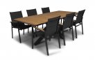 Stół jadalniany ogrodowy nogi krzyżowe antracyt ORION 220x100 cm blat teak 
