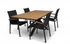 Stół jadalniany ogrodowy nogi krzyżowe antracyt ORION 220x100 cm blat teak 