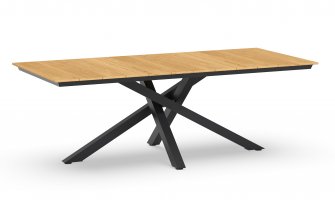 Stół jadalniany ogrodowy nogi krzyżowe antracyt ORION 220x100 cm blat teak 