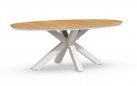 Owalny stół ogrodowy aluminiowo-teakowy OBLONG 200x110 cm podstawa białokermowa / blat teak