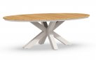 Owalny stół ogrodowy aluminiowo-teakowy OBLONG 220x130 cm podstawa białokermowa / blat teak