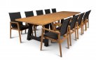 Duży stół ogrodowy aluminiowo-teakowy 330 cm OZON z krzesłąmi AVERO