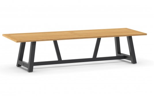 Duży stół ogrodowy aluminiowo-teakowy 330 cm OZON z krzesłąmi AVERO Duży stół ogrodowy aluminiowo-teakowy 330 cm OZON z krzesłąmi AVERO