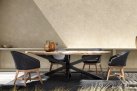 Antracytowy owalny stół ogrodowy 240x110 cm aluminiowo-teakowy PALMDALE