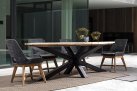 Antracytowy owalny stół ogrodowy 240x110 cm aluminiowo-teakowy PALMDALE