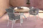 Biały owalny stół ogrodowy 240x110 cm aluminiowo-teakowy PALMDALE