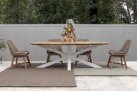 Biały owalny stół ogrodowy 240x110 cm aluminiowo-teakowy PALMDALE