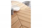 Biały owalny stół ogrodowy 240x110 cm aluminiowo-teakowy PALMDALE