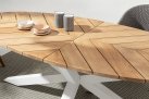 Biały owalny stół ogrodowy 240x110 cm aluminiowo-teakowy PALMDALE