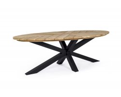 Antracytowy owalny stół ogrodowy 240x110 cm aluminiowo-teakowy PALMDALE