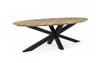 Antracytowy owalny stół ogrodowy 240x110 cm aluminiowo-teakowy PALMDALE