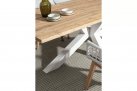 Stół ogrodowy prostokątny krzyżowe nogi białe blat teak 240x100 RAMSEY
