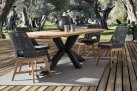 Stół ogrodowy prostokątny krzyżowe nogi czarne blat teak 240x100 RAMSEY
