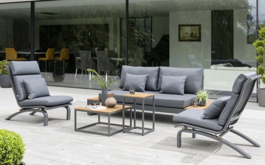 Nowoczesny komplet wypoczynkowy aluminiowy SOHO Relax antracyt / poduszki Carbon