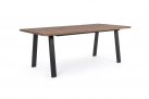 Biały stół prostokątny 200x100 nogi antracyt aluminium blat teak OSLO