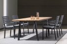 Biały stół prostokątny 160x90 nogi antracyt aluminium blat teak OSLO
