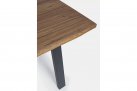 Biały stół prostokątny 160x90 nogi antracyt aluminium blat teak OSLO
