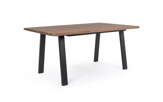 Biały stół prostokątny 160x90 nogi antracyt aluminium blat teak OSLO Biały stół prostokątny 160x90 nogi antracyt aluminium blat teak OSLO