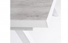 Aluminiowy biały stół na taras z blatem ceramicznym jasnoszarym KRION 205-265