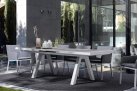 Aluminiowy biały stół na taras z blatem ceramicznym KRION 205-265