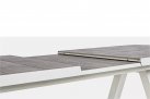 Aluminiowy biały stół na taras z blatem ceramicznym KRION 205-265