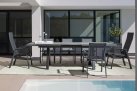 Aluminiowy ciemnoszary stół na taras z blatem ceramicznym KRION 205-265