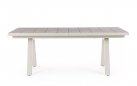 Aluminiowy jasnobeżowy stół na taras z blatem ceramicznym beżowym KRION 205-265