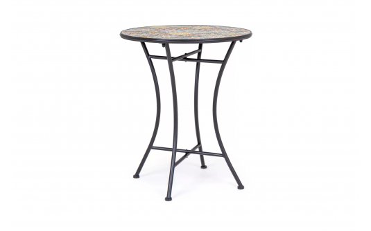 Okragły stolik śr. 60 cm z blatem wielokolorowym ceramicznym NAXOS bizotyo