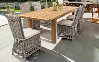 Rozkładany stół z drewna teak recykling 180-250 BOUNTY bizzotto