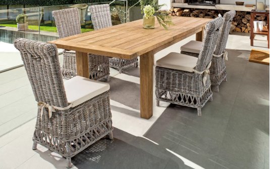 Rozkładany stół z drewna teak recykling 180-250 BOUNTY bizzotto
