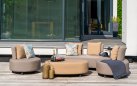 Ekskluzywny zestaw ogrodowy CALIDAD elegancka sofa, fotel i hocker z poduszkami Sunbrella