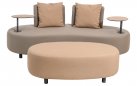 Ekskluzywny zestaw ogrodowy CALIDAD elegancka sofa, fotel i hocker z poduszkami Sunbrella
