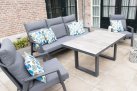 Komplet wypoczynkowy z pochylanymi oparciami aluminiowy ciemnoszary ze stolikiem ceramicznym OHIO