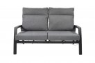 Sofa ogrodowa 2-osobowa z pochylanymi oparciami aluminiowa ciemnoszara OHIO