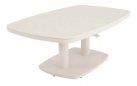Stolik ogrodowy beżowy z kamiennym blatem 135x83x51/72 cm  