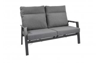 Sofa ogrodowa 2-osobowa z pochylanymi oparciami aluminiowa ciemnoszara OHIO