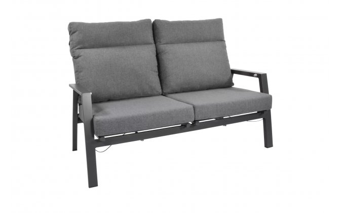 Sofa ogrodowa 2-osobowa z pochylanymi oparciami aluminiowa ciemnoszara OHIO