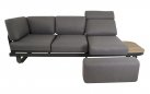 ZANZIBAR Zestaw wypoczynkowy ogrodowy narożny 5‑osobowy, aluminium antracyt, poduszki szare, 2 stoli