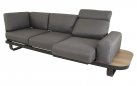 ZANZIBAR Zestaw wypoczynkowy ogrodowy narożny 5‑osobowy, aluminium antracyt, poduszki szare, 2 stoli