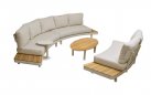 LOUNZA Zestaw wypoczynkowy ogrodowy półokragły z sofami i stolikami, teak i aluminium – LesliLiving