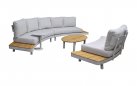LOUNZA Zestaw wypoczynkowy ogrodowy półokragły z sofami i stolikami, teak i aluminium – LesliLiving