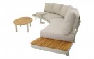 LOUNZA Zestaw wypoczynkowy ogrodowy półokragły z sofami i stolikami, teak i aluminium – LesliLiving
