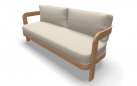 MYLO Zestaw wypoczynkowy ogrodowy z sofą, 2 fotelami i stolikiem, aluminium woodlook, poduszki Beige