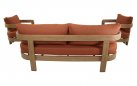MYLO Zestaw wypoczynkowy ogrodowy z sofą, 2 fotelami i stolikiem, aluminium woodlook, poduszki kolor ceglany