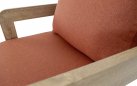 MYLO Zestaw wypoczynkowy ogrodowy z sofą, 2 fotelami i stolikiem, aluminium woodlook, poduszki kolor ceglany