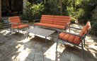 Czerwony HARPER zestaw wypoczynkowy ogrodowy sofa 2‑osobowa, 2 fotele, stolik, aluminium 