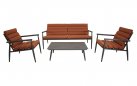 Czerwony HARPER zestaw wypoczynkowy ogrodowy sofa 2‑osobowa, 2 fotele, stolik, aluminium 
