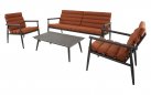 Czerwony HARPER zestaw wypoczynkowy ogrodowy sofa 2‑osobowa, 2 fotele, stolik, aluminium 