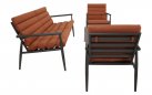Czerwony HARPER zestaw wypoczynkowy ogrodowy sofa 2‑osobowa, 2 fotele, stolik, aluminium 